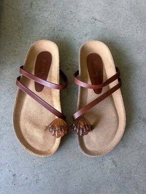 Johanna Ortiz Camel Aztec Horse Sandals Footbed Brown Leather NWT Size EU 37